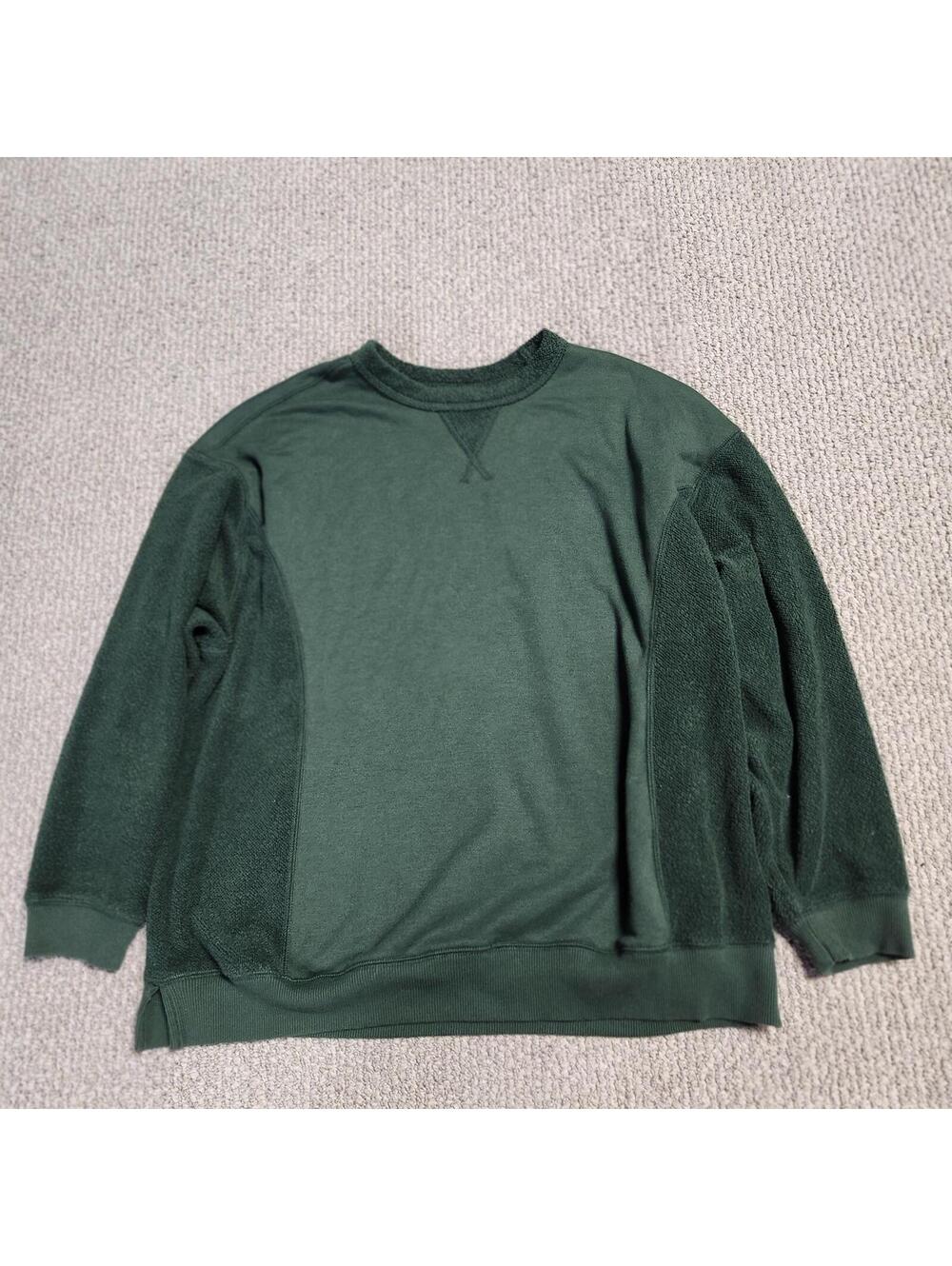 aerie Green Medium Fleece Panel Sweatshirt Pullover - Picture 1 of 9
